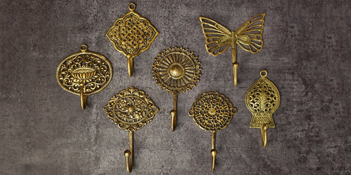 boho brass wall hooks hangers