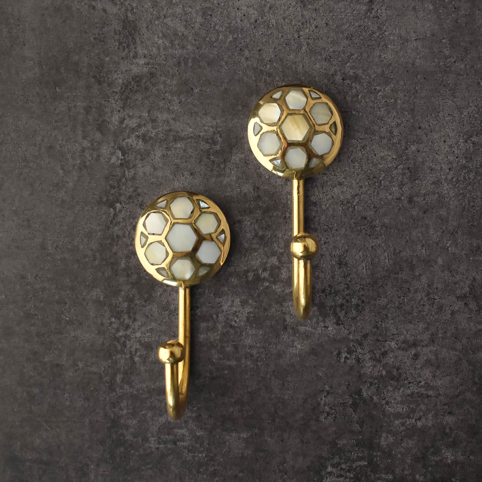 G Decor Mother Of Pearl Gold Brass Double End Coat Hook