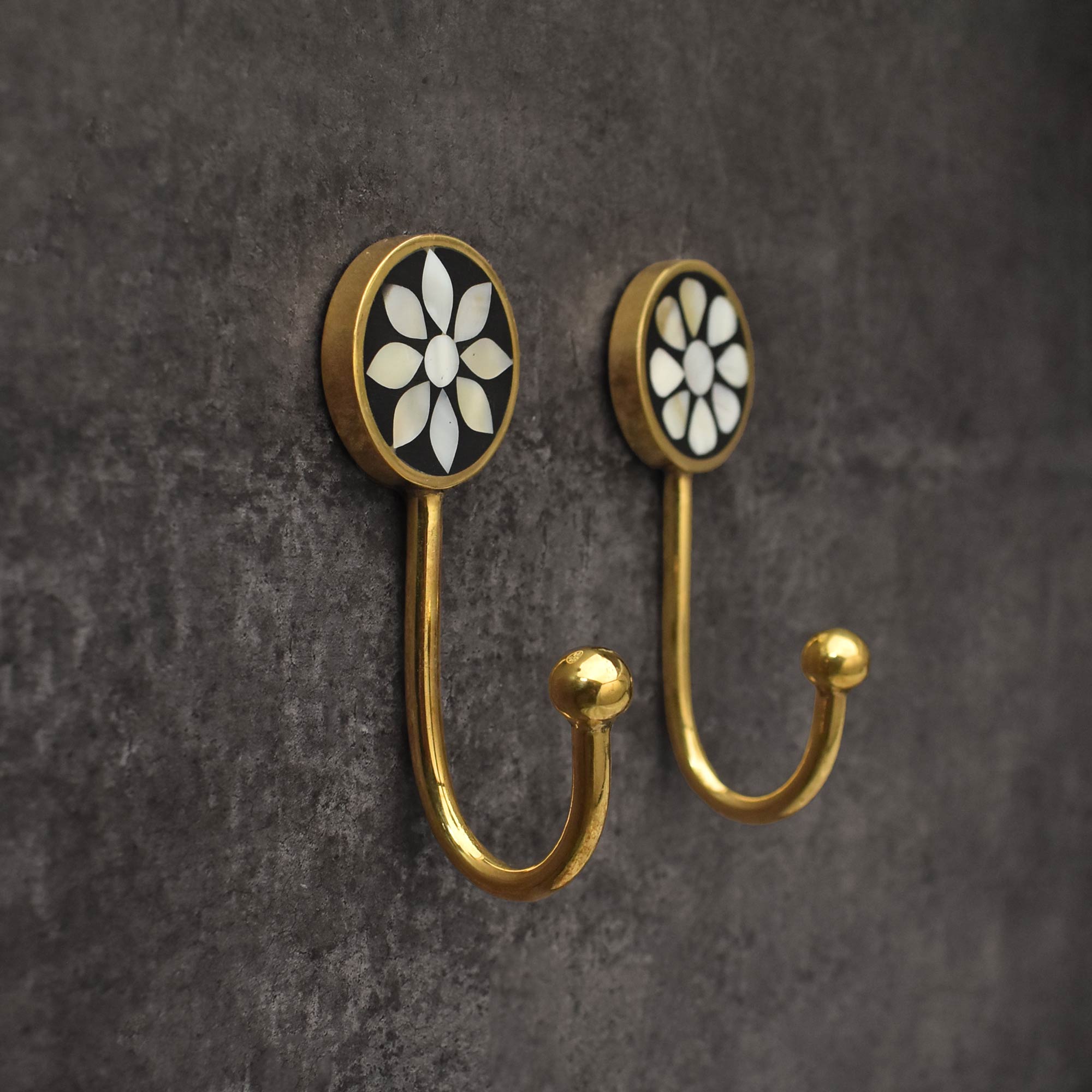 Decorative Brass Coat Hooks Wall Hooks Mother of Pearl Key Hooks Hange –  Brook And Birch