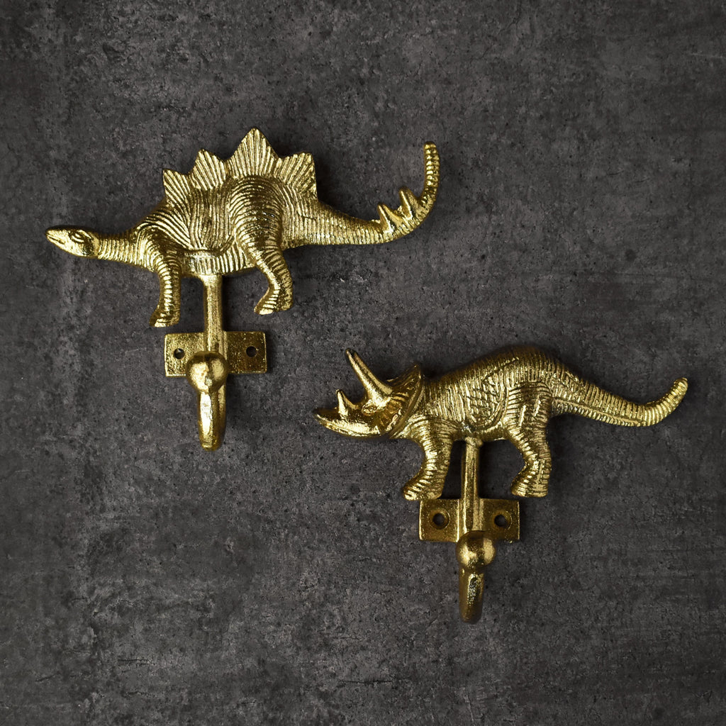 gold dinosaur wall hooks