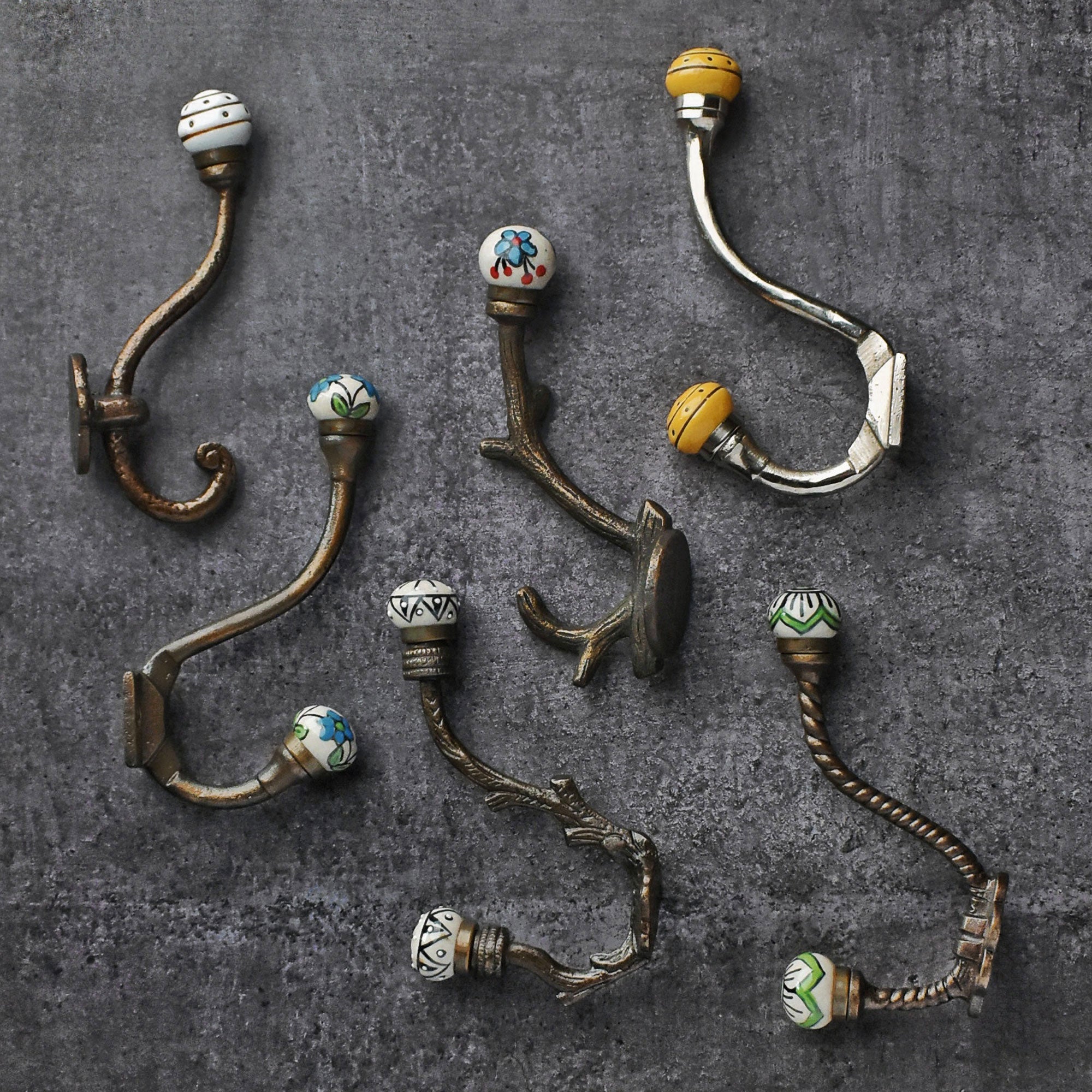 Vintage Ceramic Coat Hooks Hangers, Antique Bronze Iron Wall Hooks, Wall  Hooks Coat Rack Wall Mount