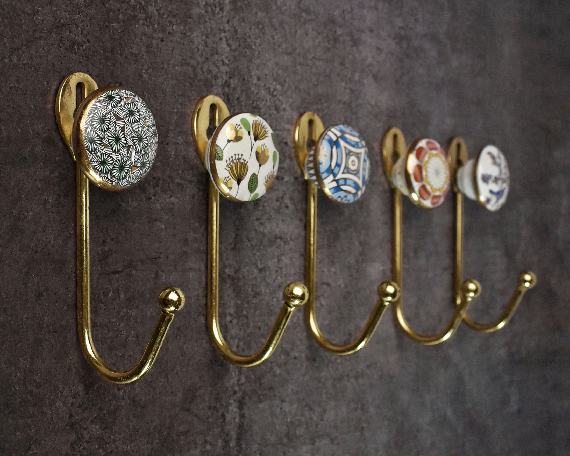 Decorative Ceramic Gold Coat Hooks Vintage Wall Hooks Coat Rack Wall Mount  Towel Hook Entryway Hooks