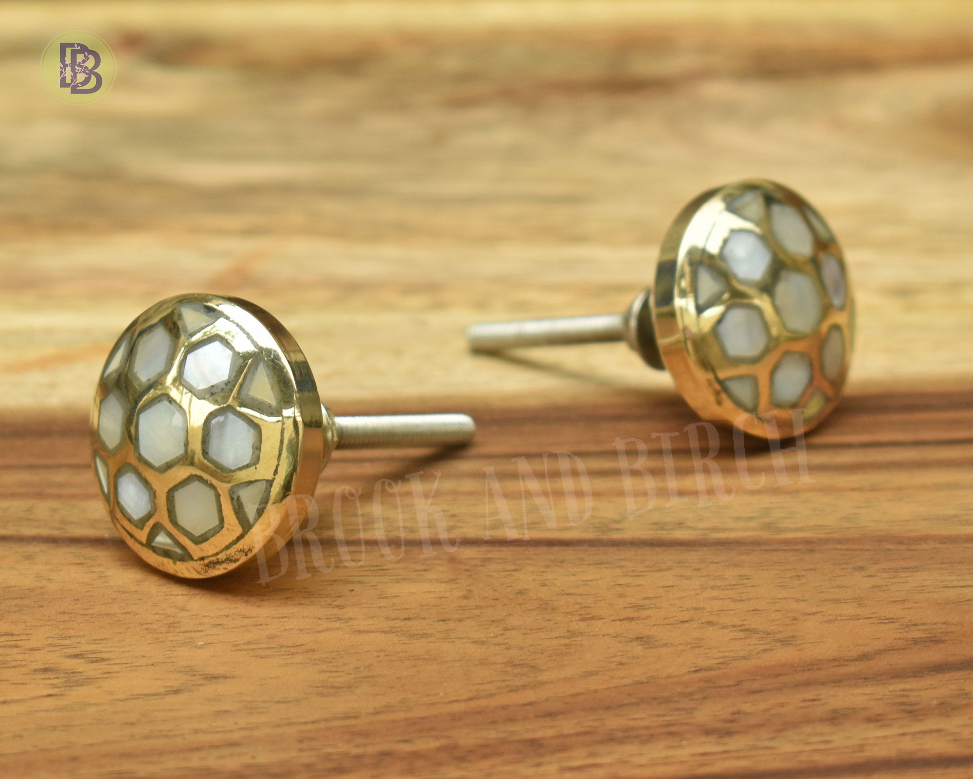 Mother of Pearl Brass Cabinet Drawer Knobs, Brass Cabinet Knob and Pull, Gold Knobs Style 6 / Set of 2