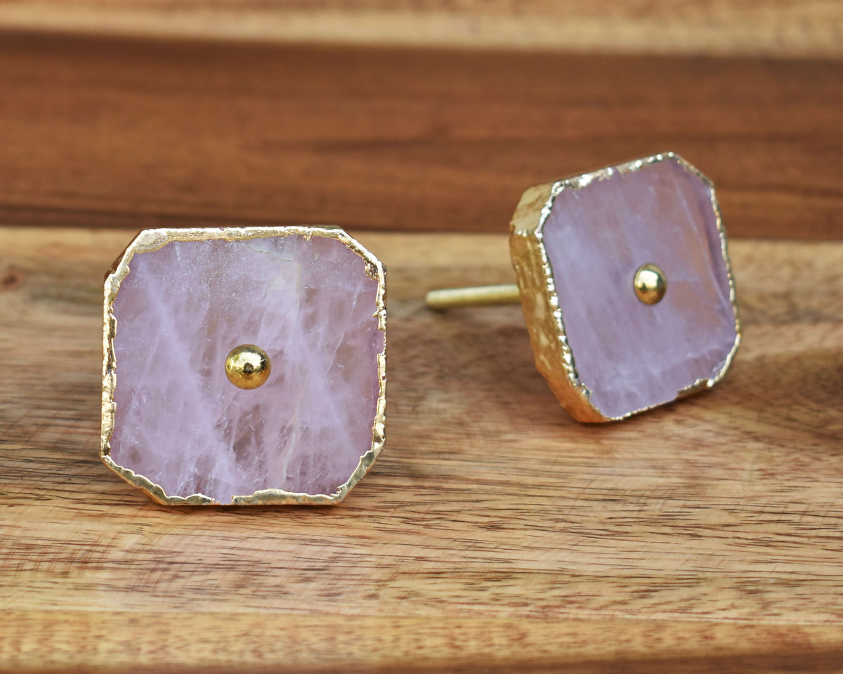 Rose Quartz Gemstone Agate Furniture Cabinet Knob--Set of 6